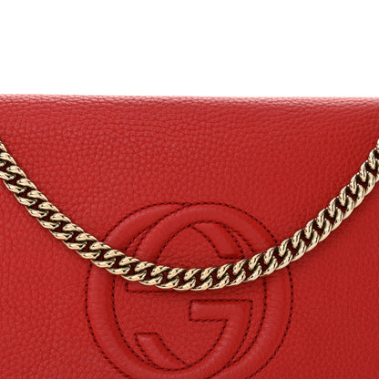 Gucci Pebbled Calfskin Medium Soho Flap Crossbody Vibrant Red 8 of 14