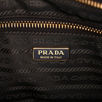 Prada Glossy Calfskin Triangle Medium Bonnie Shoulder Bag Dark Brown 6 of 9