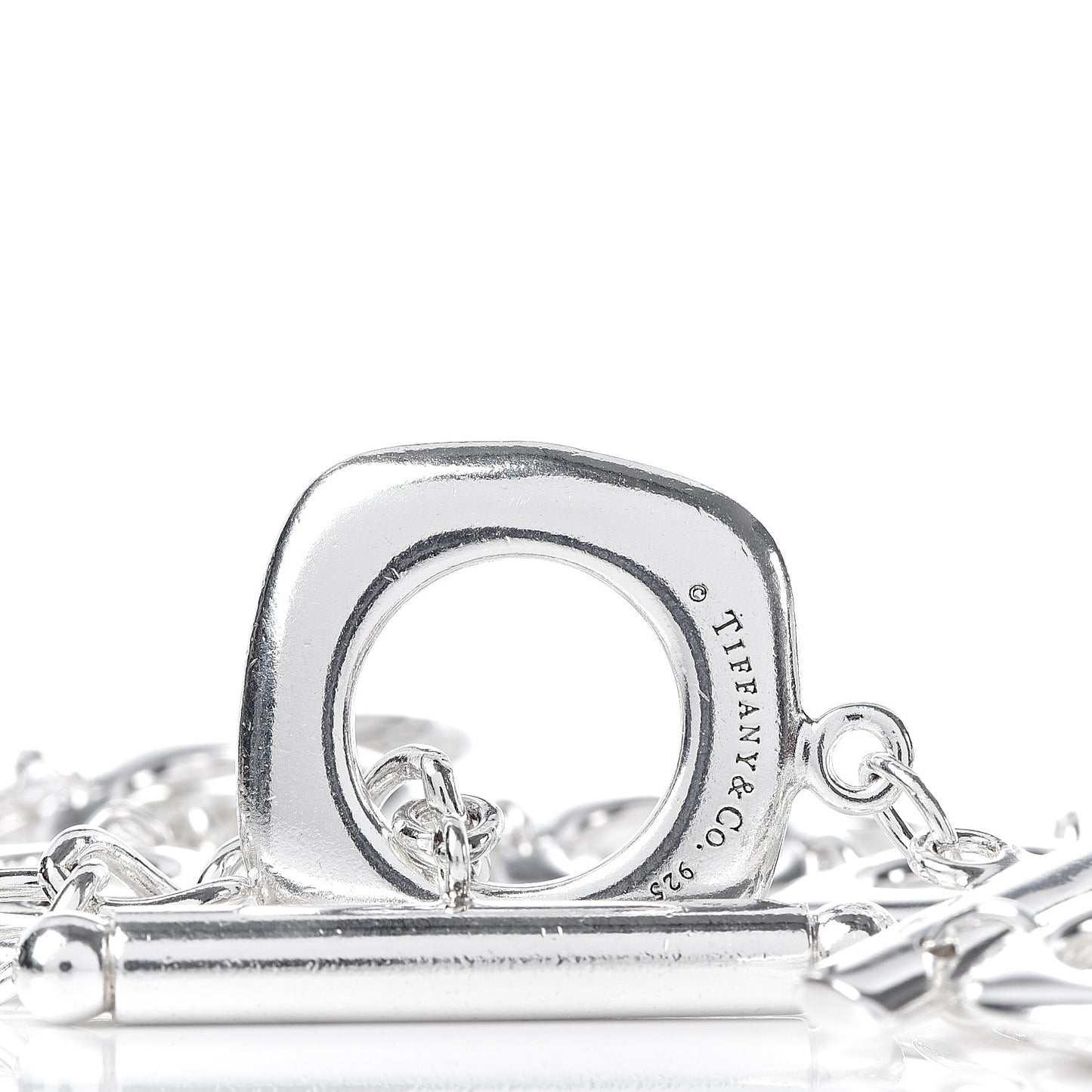 Sterling Silver Double Cushion Square Link Toggle Bracelet