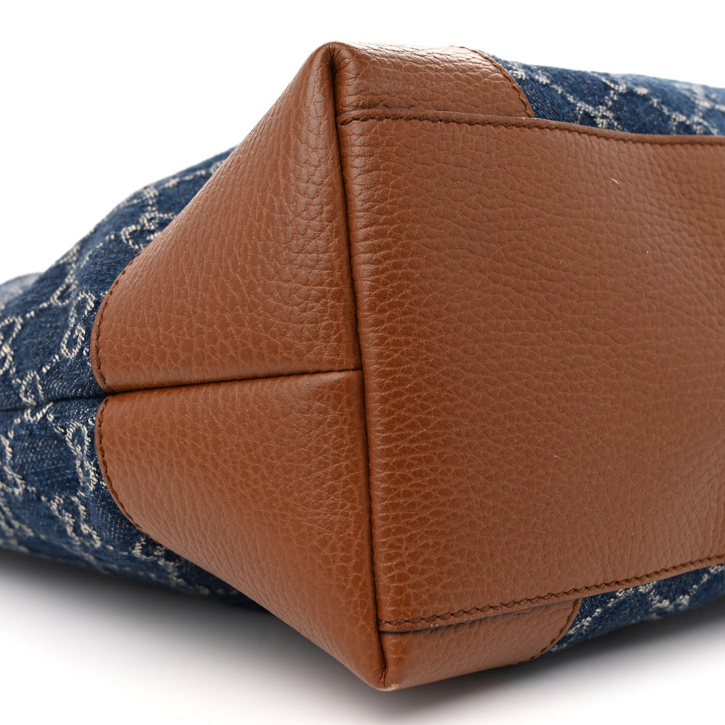 New Denim GG Monogram Medium Ophidia Shopping Tote Blue Tea Cuir