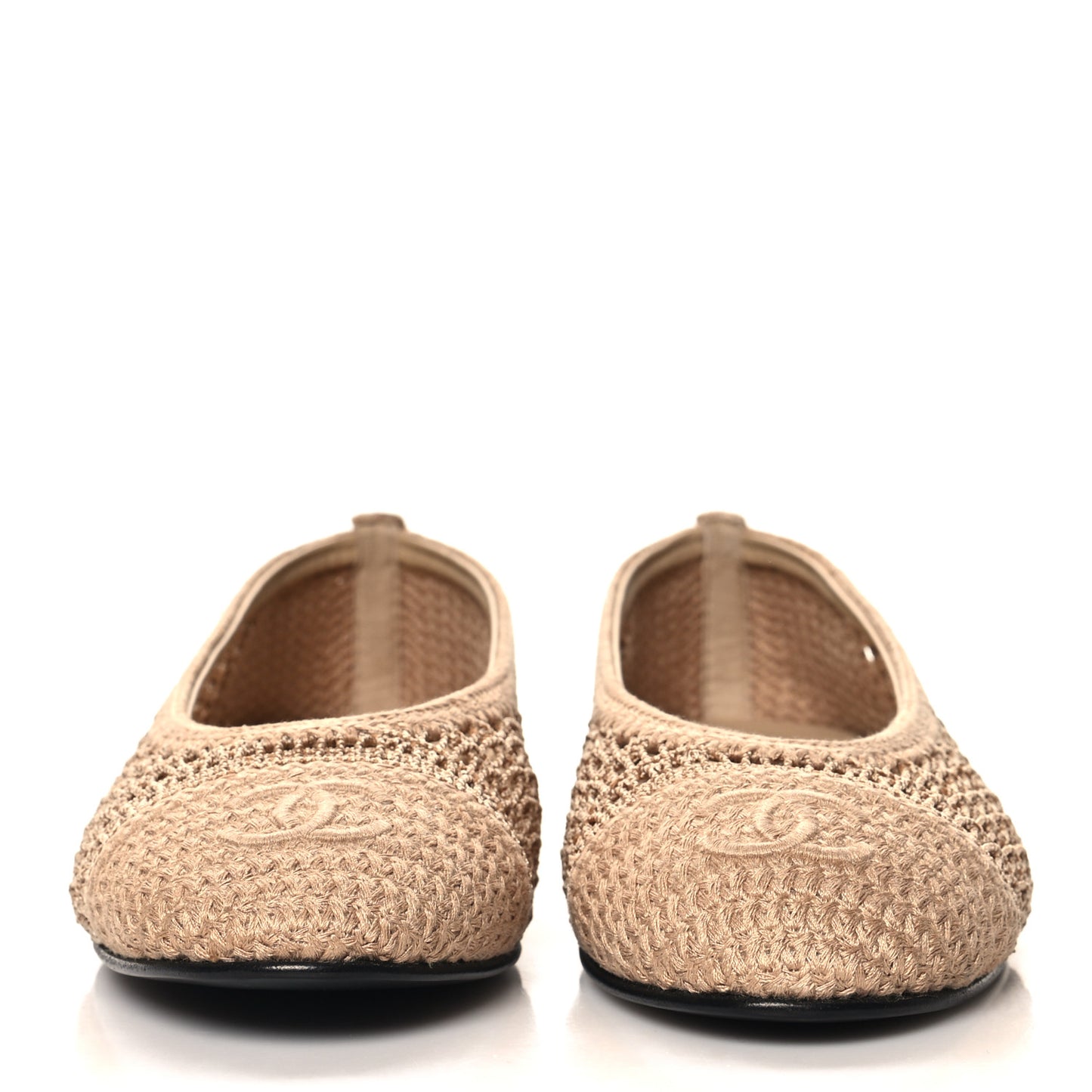 Raffia Cap Toe Ballerina Flats 37 Beige