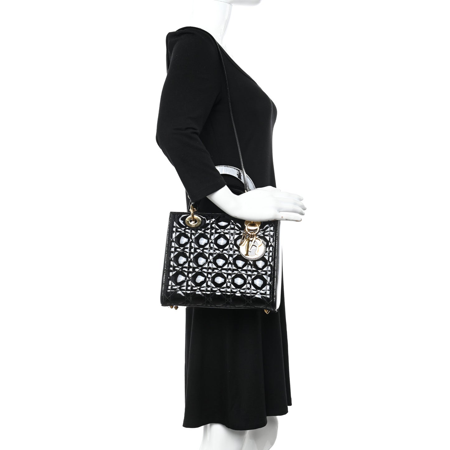 Patent Cannage Medium Lady Dior Black