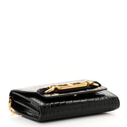 Tom Ford Calfskin Crocodile Embossed Mini Whitney Shoulder Bag Black 4 of 11