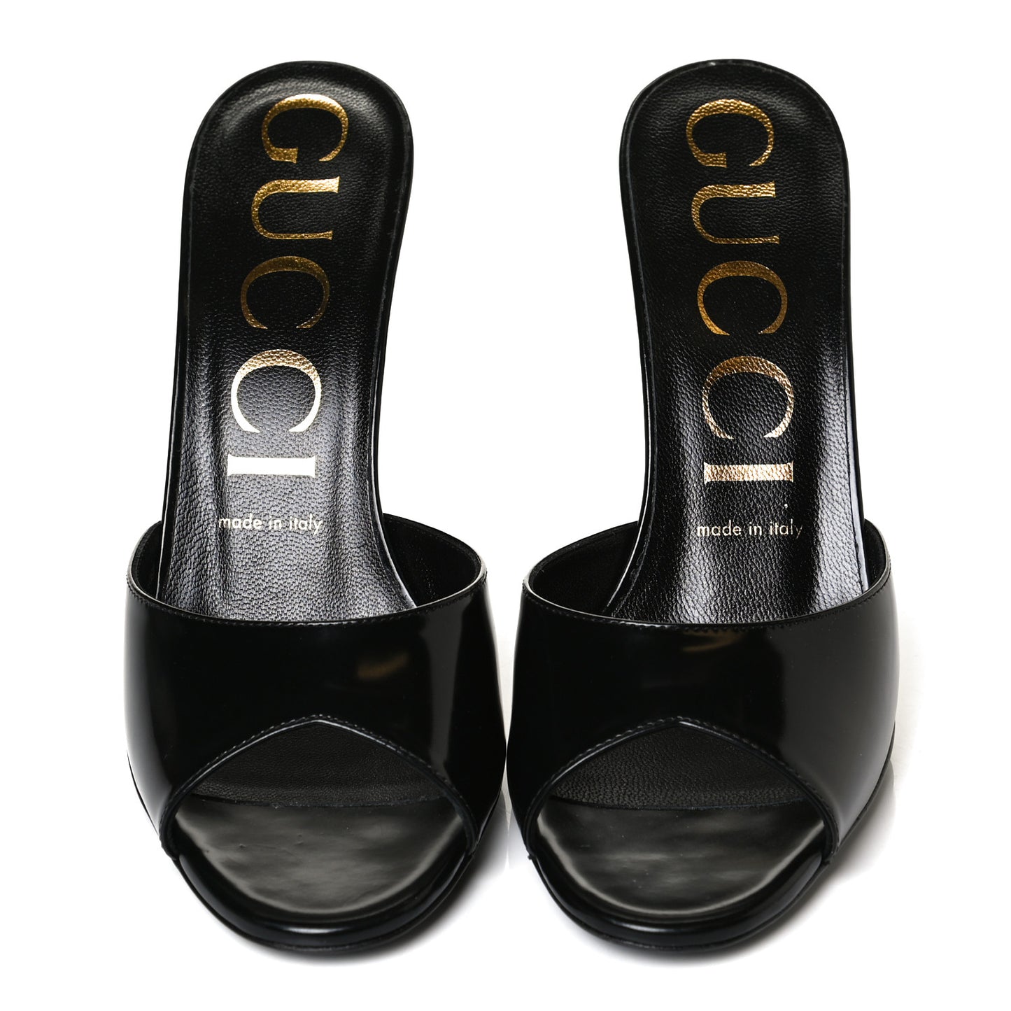 Polished Calfskin Scarlet Mid Heel Slide Sandals 37.5 Black