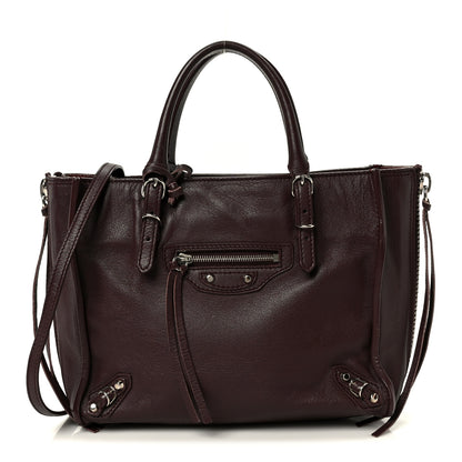 Balenciaga Calfskin Papier Mini A4 Zip Around Tote Rouge Aubergine 1 of 10