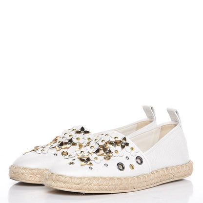 Louis Vuitton Calfskin Tropical Bloom Espadrille Flat 35 White 3 of 9