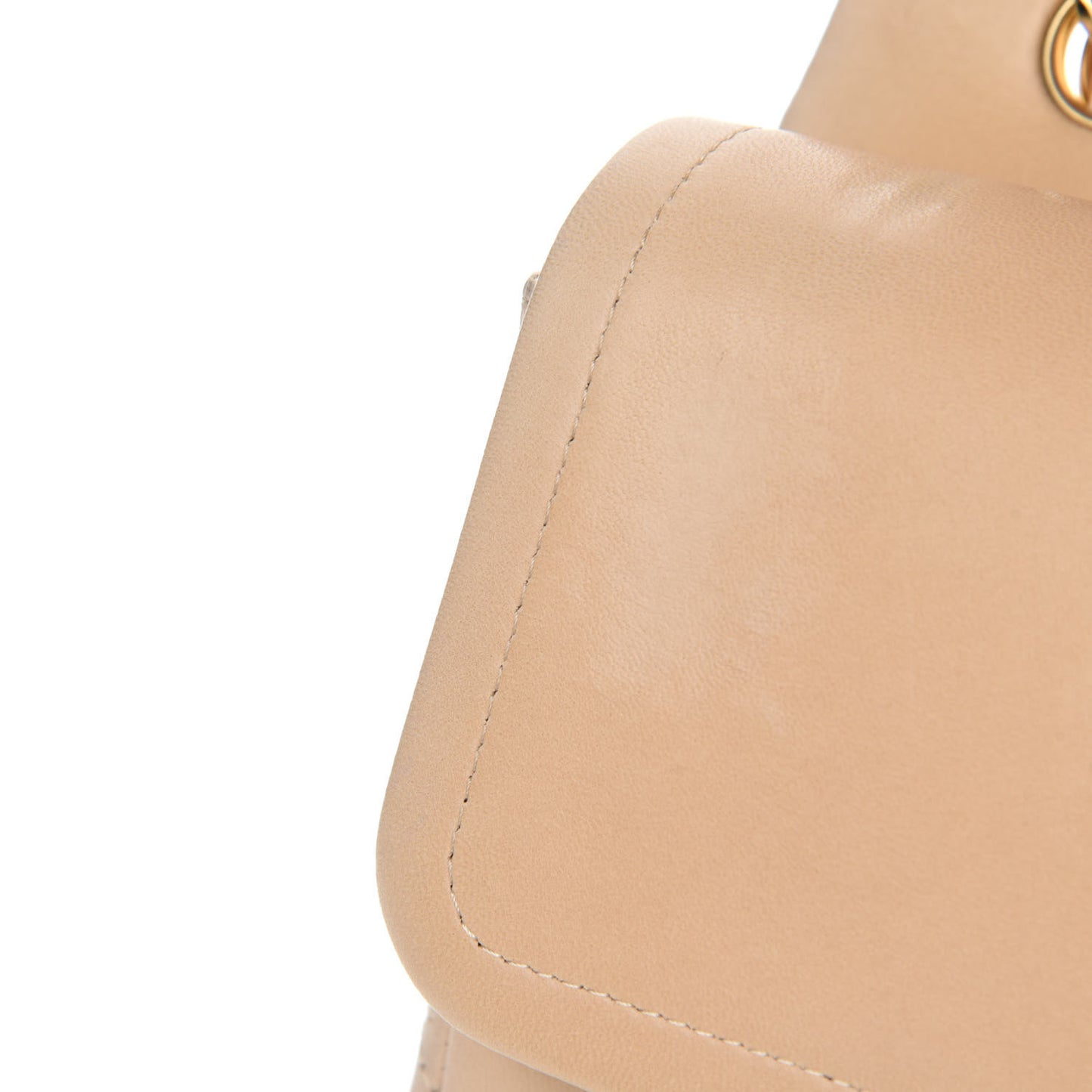 Lambskin Quilted Jumbo Double Flap Beige Clair