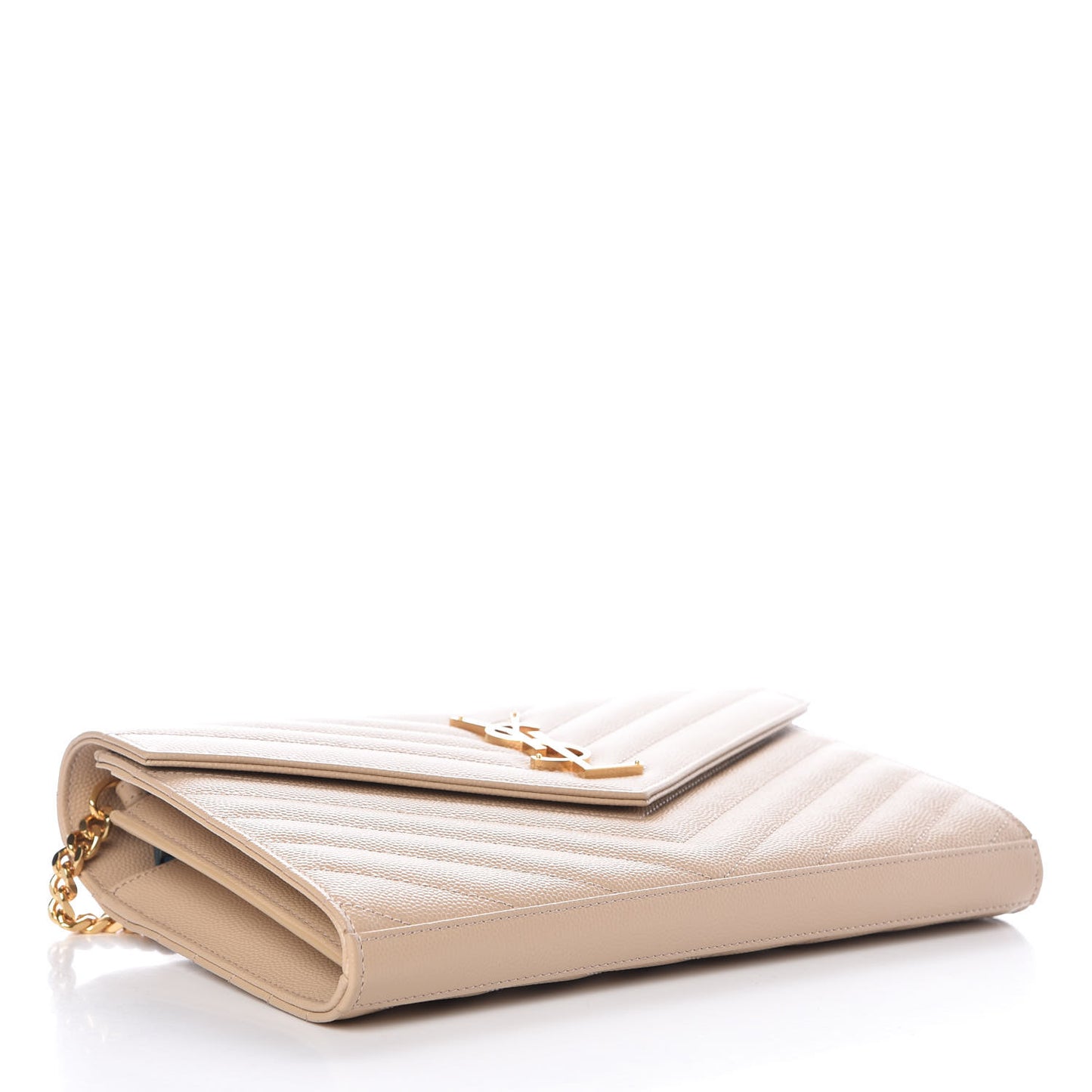Grain De Poudre Matelasse Chevron Monogram Chain Wallet Nude Powder