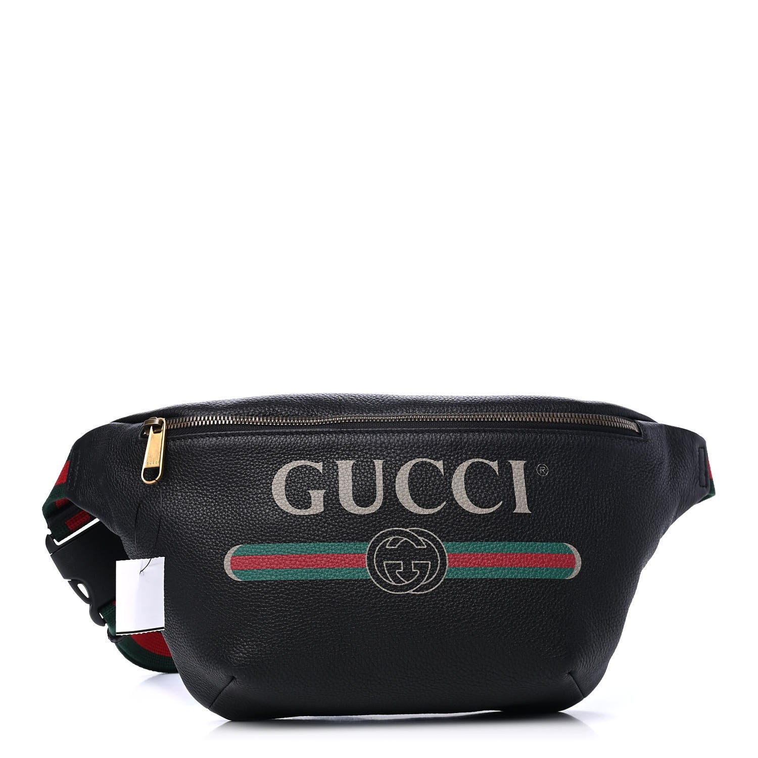 Gucci Grained Calfskin Logo Belt Bag Black 1 of 4