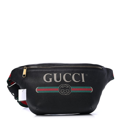 Gucci Grained Calfskin Logo Belt Bag Black 1 of 4