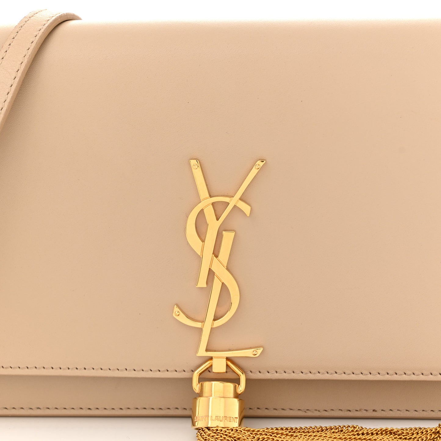 Smooth Calfskin Classic Monogram Kate Tassel Chain Wallet Nude Powder