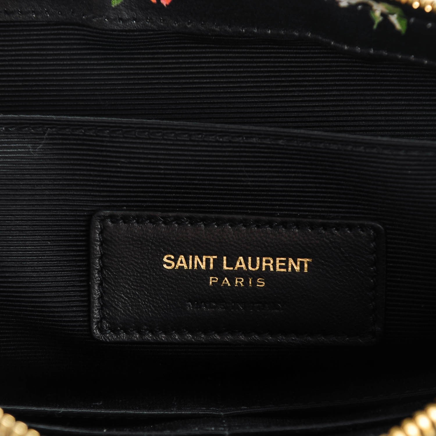 Saint Laurent Calfskin Flower Printed Small Monogram Crossbody Bag Black Multicolor 5 of 7