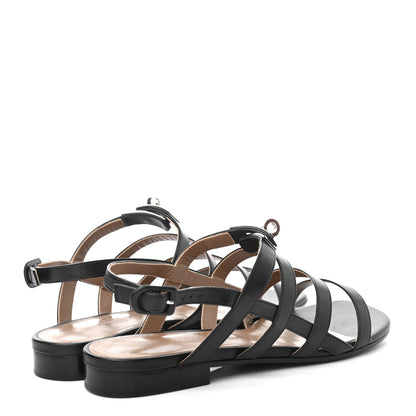 Hermes Calfskin Transat Buckle Sandals 37.5 Black 4 of 8