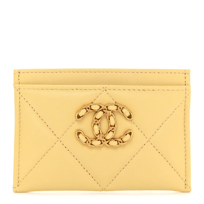 Chanel Lambskin Quilted Chanel 19 Card Holder Yellow 1 of 9