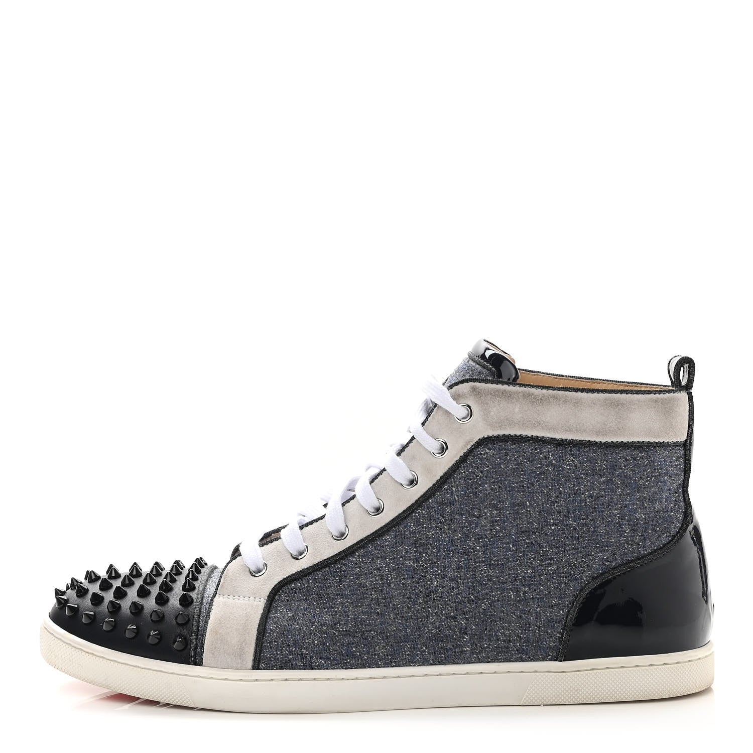 Christian Louboutin Calfskin Veau Velours Denim Lou Spikes Flat Sneakers 46 Blue 1 of 9