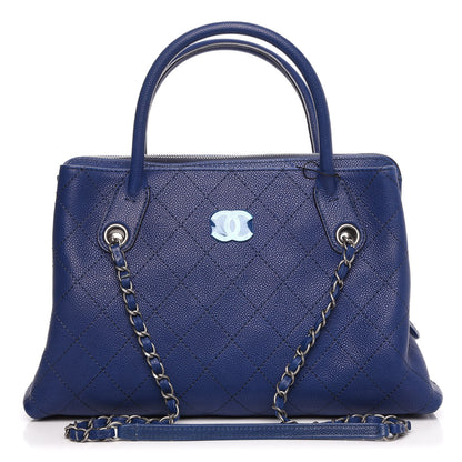 Chanel Grained Vegetal Calfskin Small Urban Shopping Tote Navy 1 of 8