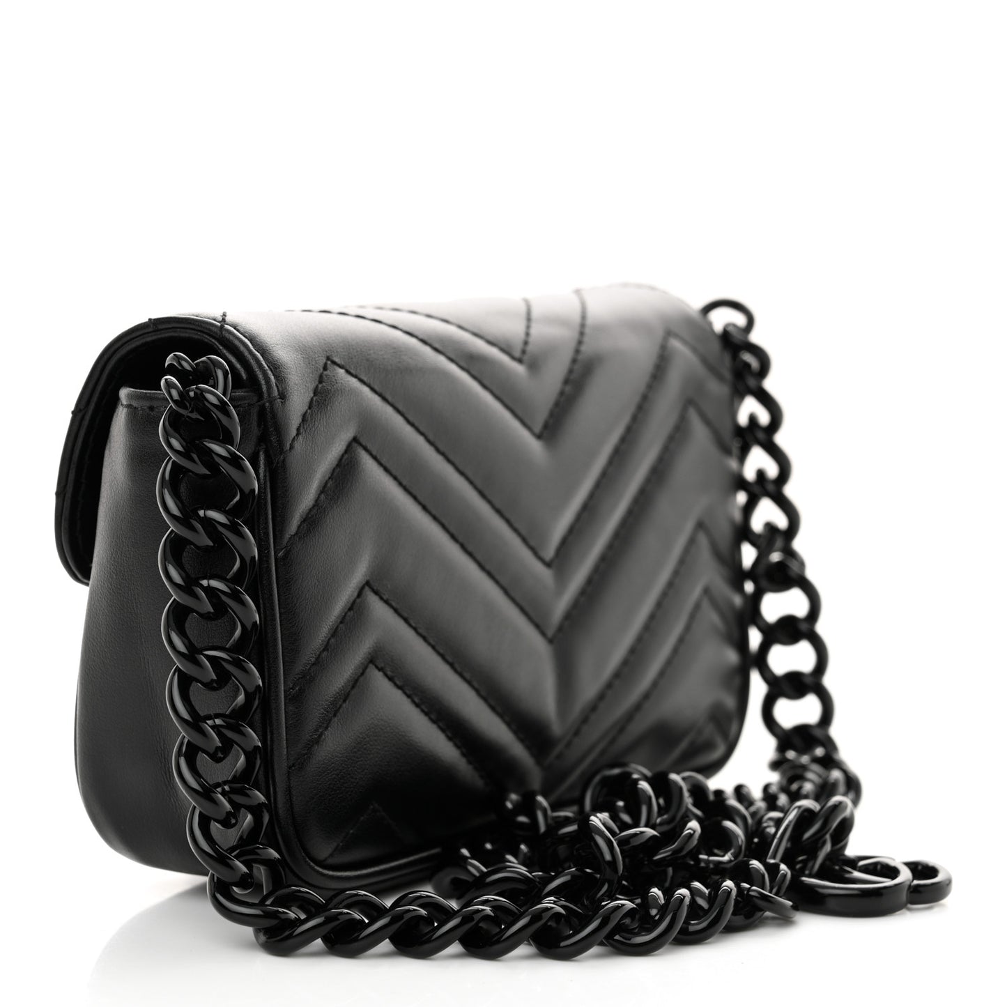 Calfskin Matelasse Monochrome GG Marmont Chain Belt Bag Black