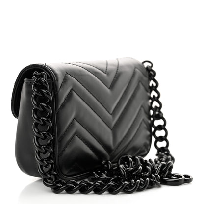 Gucci Calfskin Matelasse Monochrome GG Marmont Chain Belt Bag Black 3 of 12