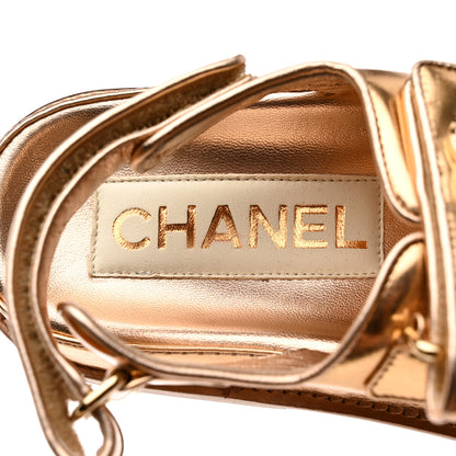 Chanel Metallic Laminated Calfskin Velcro Dad Sandals 35 Golden 7 of 8