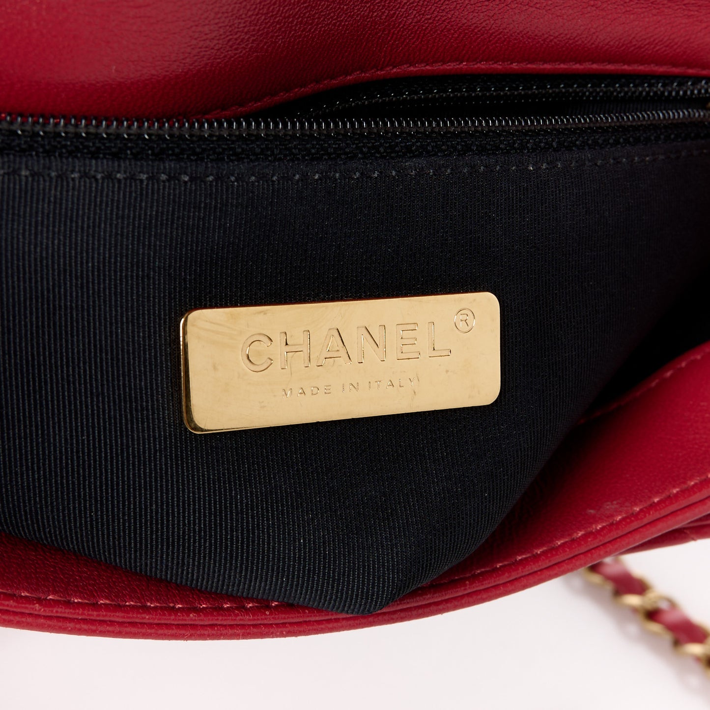 Lambskin Quilted Small Chain Link Flap Bag Red