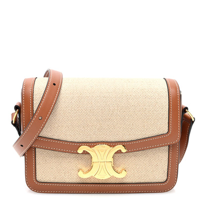 Celine Textile Calfskin Teen Triomphe Bag Natural Tan 1 of 9