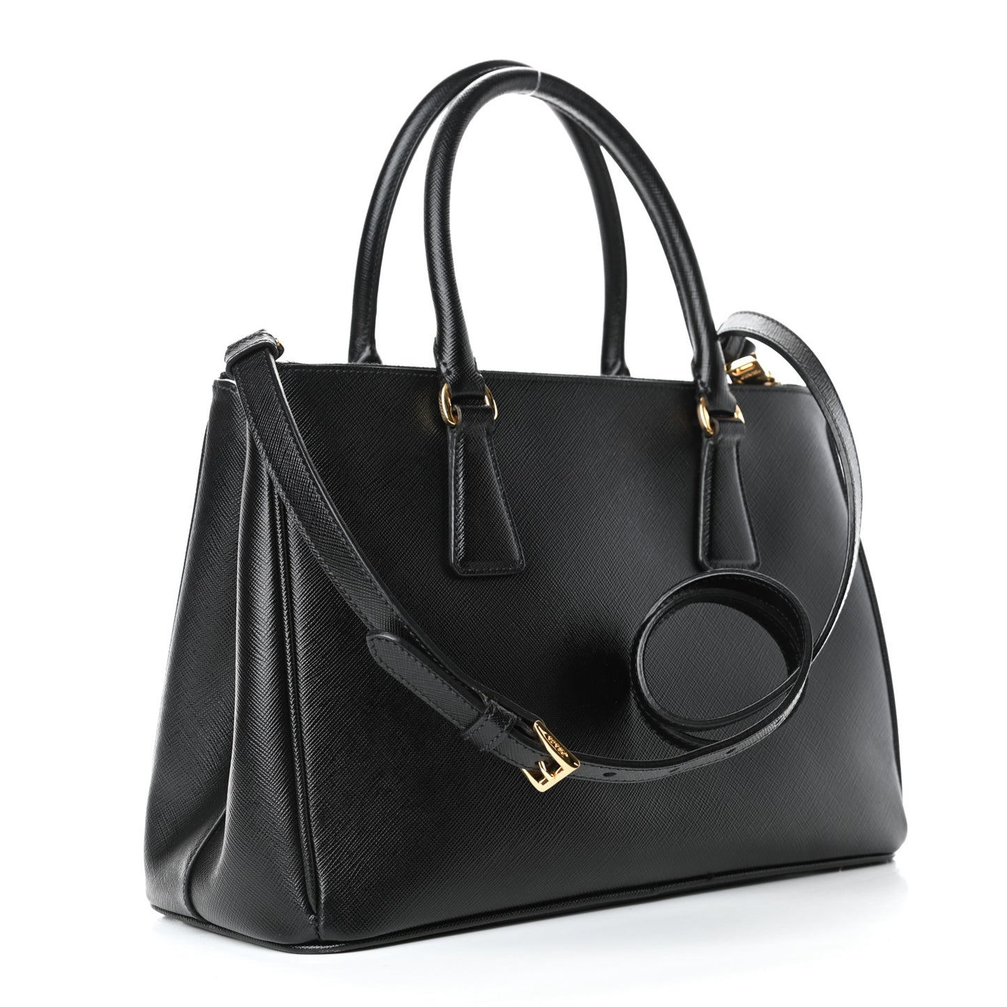 Saffiano Small Galleria Double Zip Tote Black