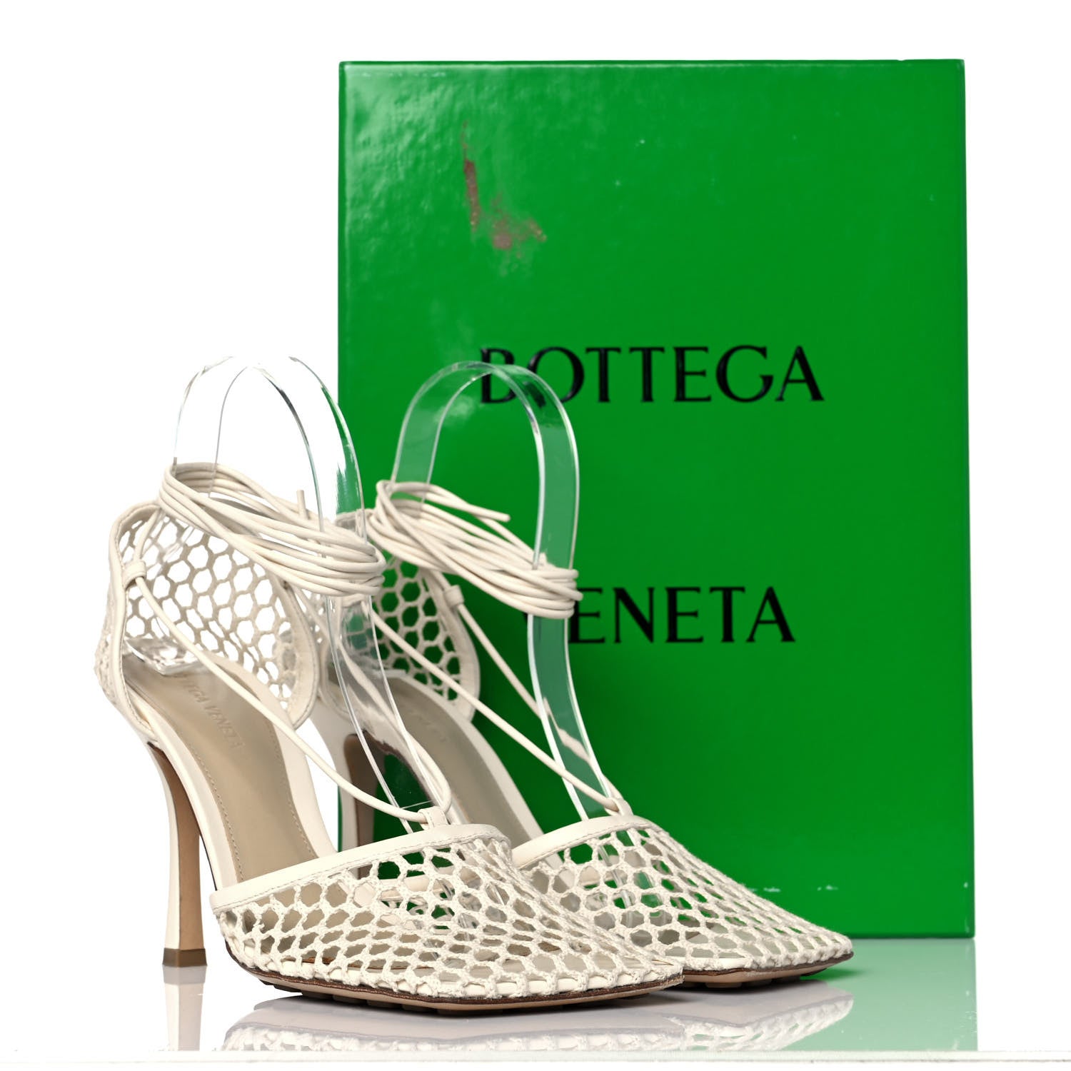 Bottega Veneta Mesh Nappa Stretch Ankle Tie Sandals 39.5 Toile 8 of 8