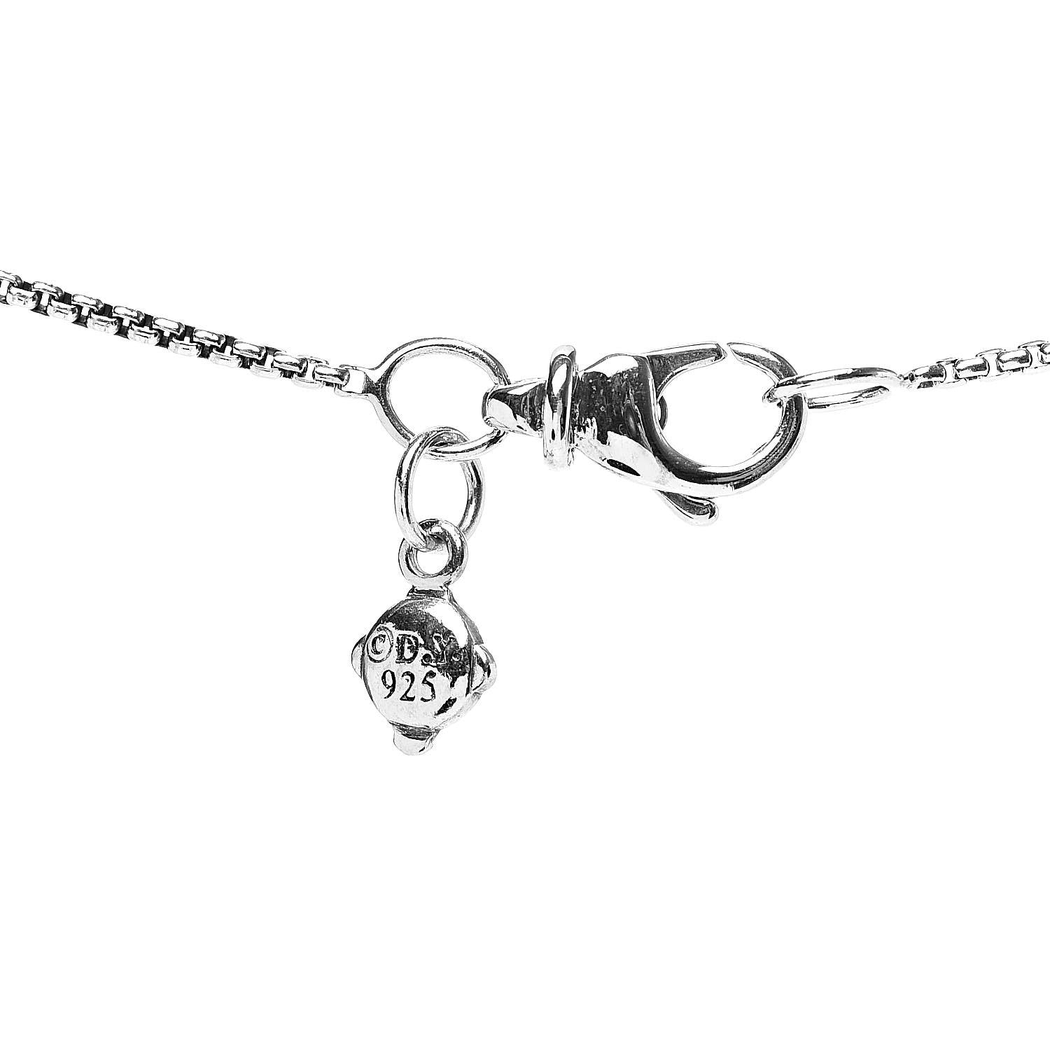 David Yurman Sterling Silver Diamond Sculpted Cable Disc Necklace 4 of 7