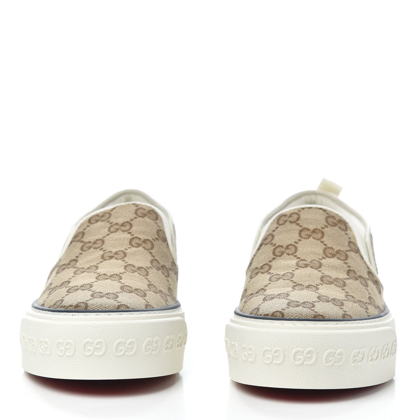 GG Monogram Womens 1977 Tennis Slip On 30mm Sneakers 37 Beige Ebony Mystic White