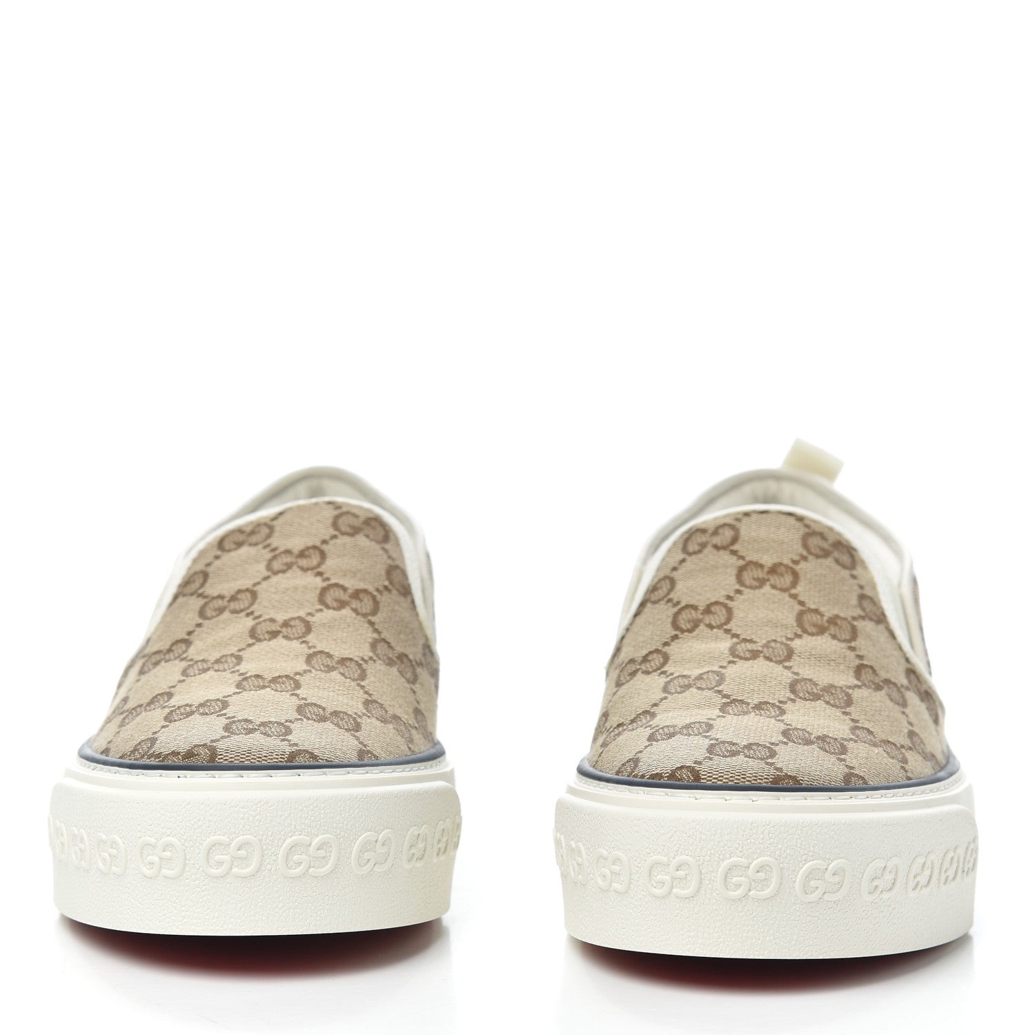 Gucci GG Monogram Womens 1977 Tennis Slip On 30mm Sneakers 37 Beige Ebony Mystic White 2 of 8
