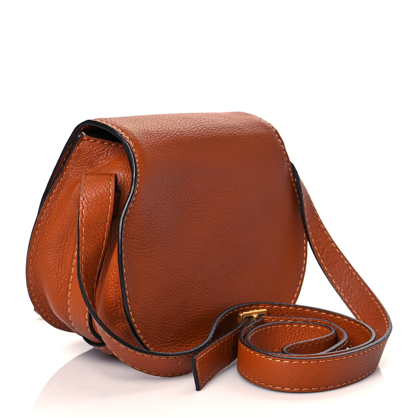 Calfskin Mini Marcie Round Crossbody Bag Tan