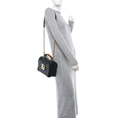 Gucci Calfskin Small Padlock Bamboo Shoulder Bag Black 2 of 10