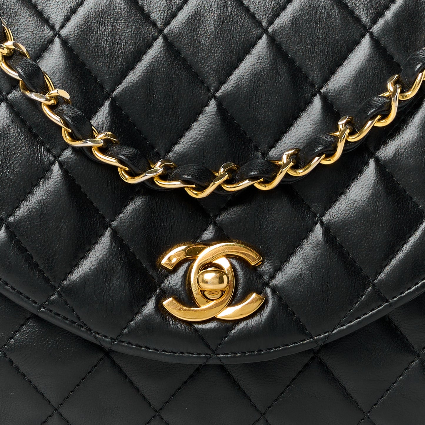 Lambskin Quilted Small Single Flap Black