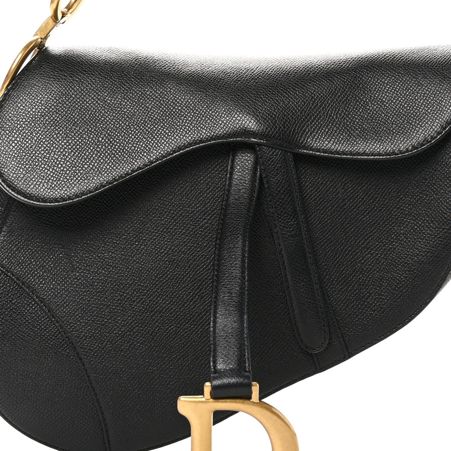 Grained Calfskin Saddle Bag Black