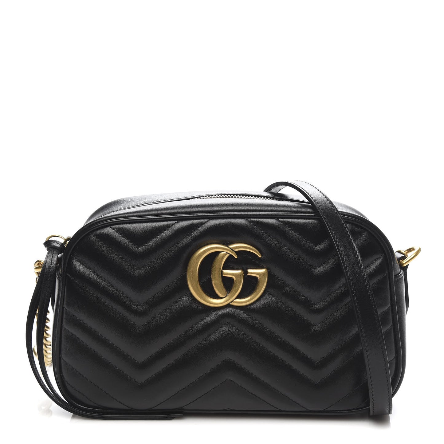 Calfskin Matelasse Small GG Marmont Chain Shoulder Bag Black