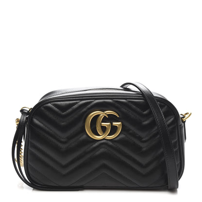 Gucci Calfskin Matelasse Small GG Marmont Chain Shoulder Bag Black 1 of 10