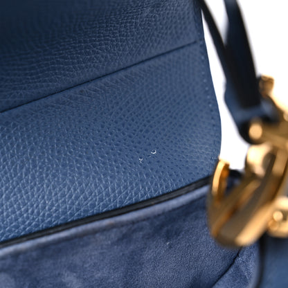 Christian Dior Grained Calfskin Mini Saddle Bag Denim Blue 9 of 14