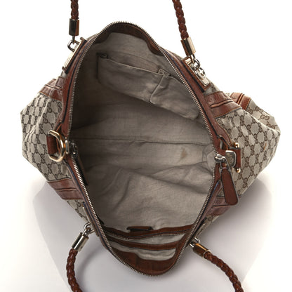 Gucci Monogram Cellarius Calfskin Large Bella Top Handle Bag Beige Ebony Cuir 5 of 20