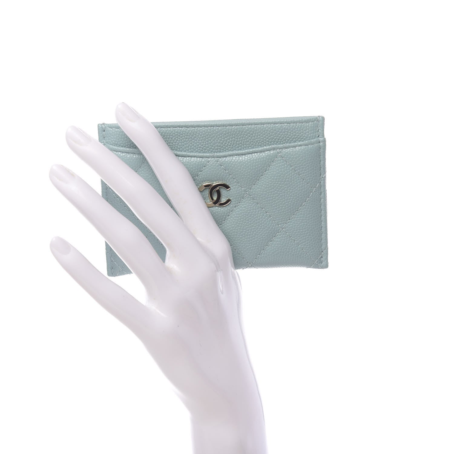 Chanel Caviar Quilted Card Holder Light Blue 2 of 9