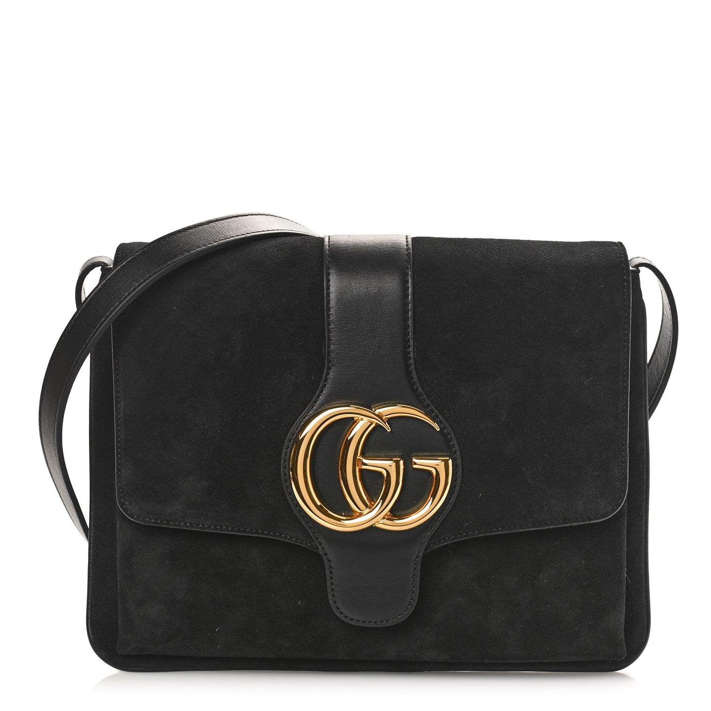 Suede Medium Arli Flap Shoulder Bag Black
