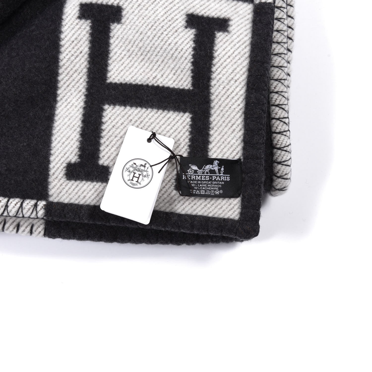 Hermes Wool Cashmere Avalon Blanket Ecru Gris Fonce 3 of 3