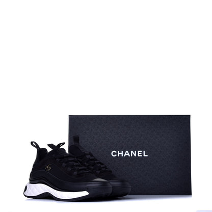 Chanel Velvet Calfskin Mixed Fibers CC Sneakers 37 Black 8 of 8
