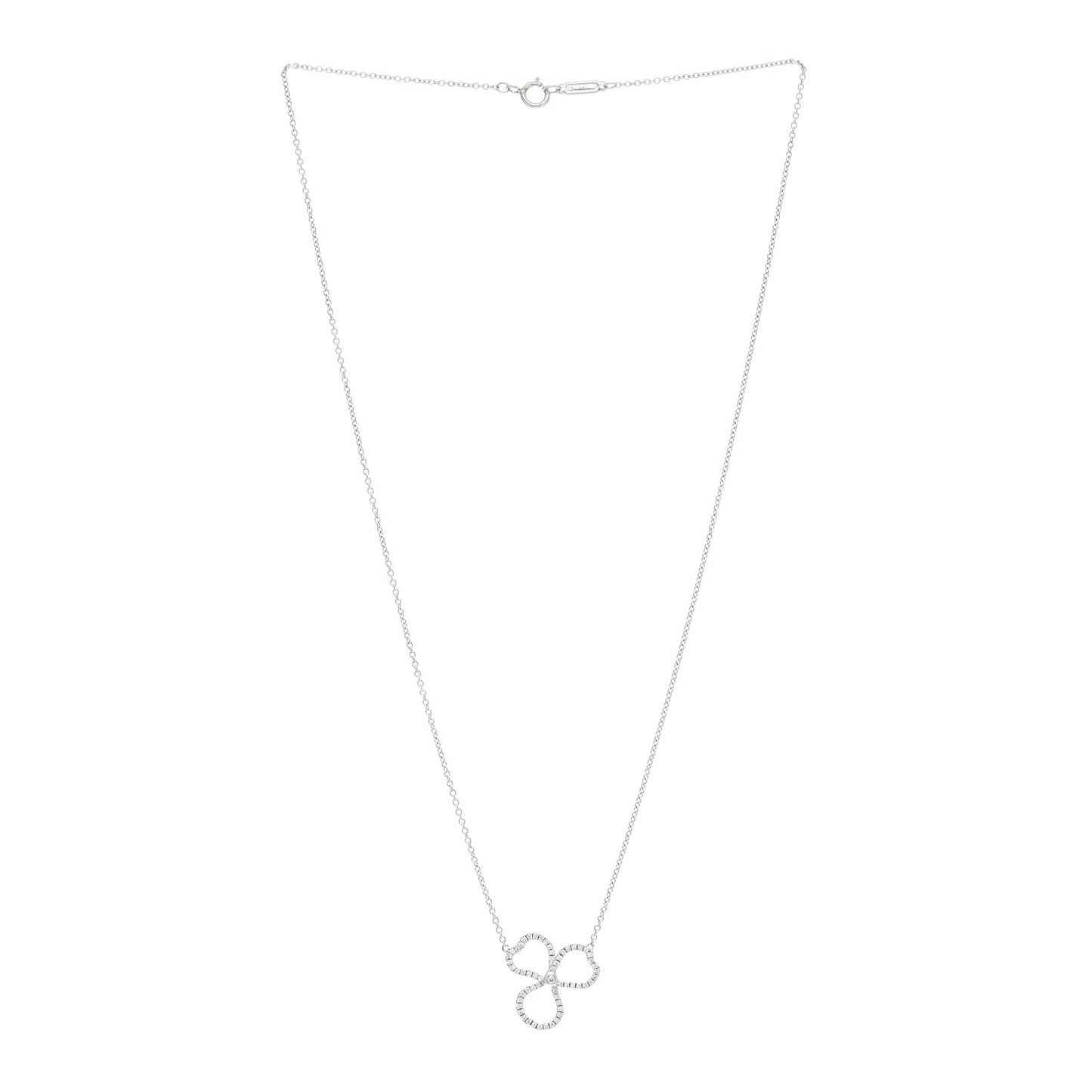 Platinum Diamond Small Paper Flowers Pendant Necklace