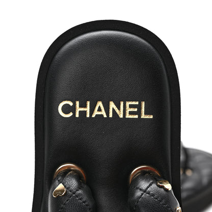 Chanel Lambskin Quilted Padded Charms Thong Sandals 37 Black 7 of 7