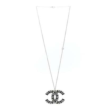 Chanel Baguette Crystal CC Necklace Silver Blue 3 of 5
