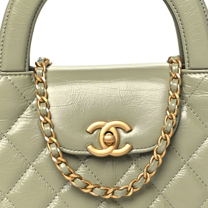 Chanel Shiny Aged Calfskin Quilted Nano Kelly Shopper Khaki 8 of 10