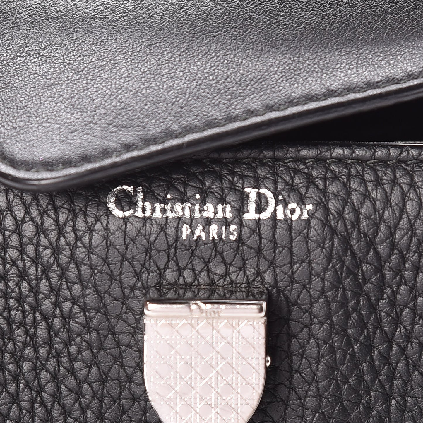 Grained Calfskin Mini Diorever Flap Black