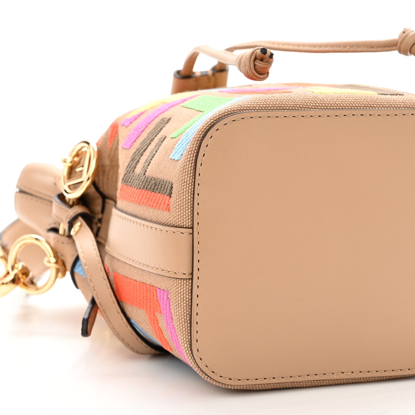Canvas Vitello King F is Fendi FF Multicolor Embroidered Mini Mon Tresor Bucket Bag Multicolor Cuoio