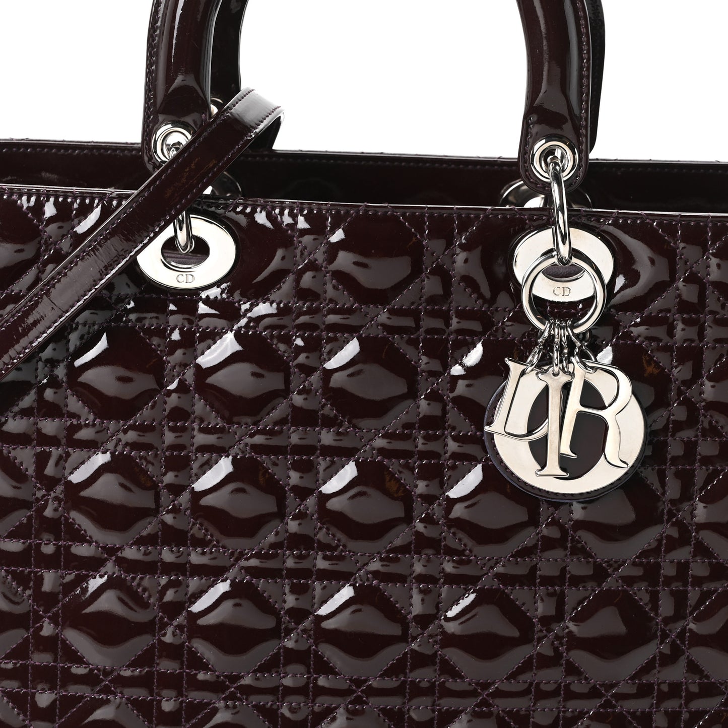Patent Cannage Large Lady Dior Burgundy