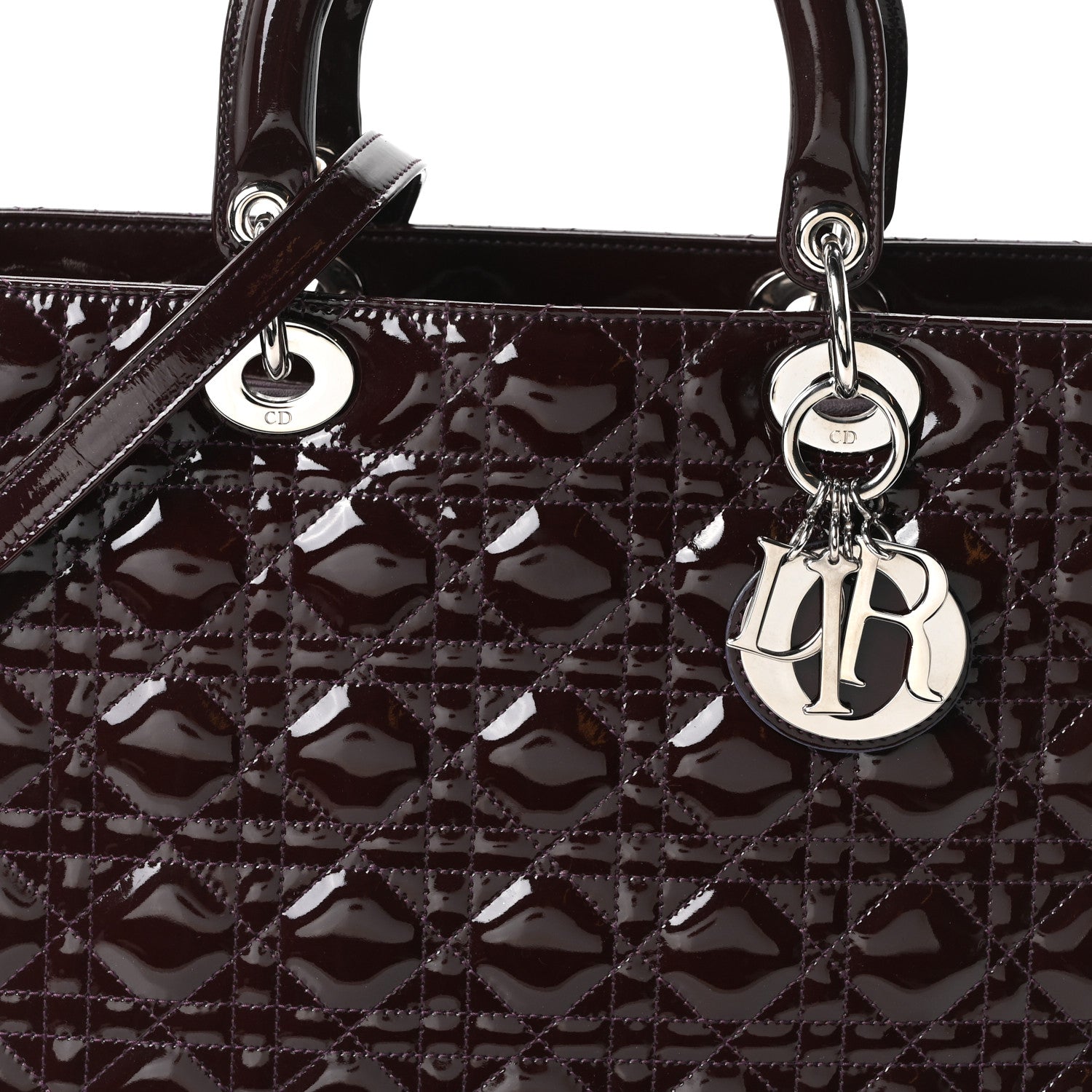 Christian Dior Patent Cannage Large Lady Dior Burgundy 8 of 10
